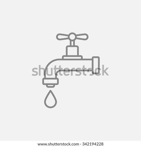 Dripping tap with drop line icon for web, mobile and infographics. Vector dark grey icon isolated on light grey background.