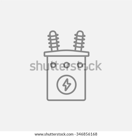 High voltage transformer line icon for web, mobile and infographics. Vector dark grey icon isolated on light grey background.