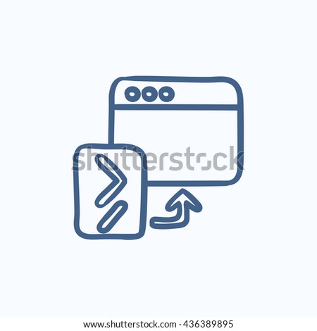 Browser window with terminal startup vector sketch icon isolated on background. Hand drawn Browser window with terminal startup icon. Browser window sketch icon for infographic, website or app.
