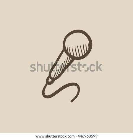 Microphone vector sketch icon isolated on background. Hand drawn Microphone icon. Microphone sketch icon for infographic, website or app.