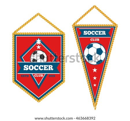 Set of soccer pennants isolated white