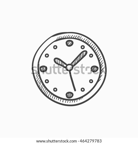 Wall clock vector sketch icon isolated on background. Hand drawn Wall clock icon. Wall clock sketch icon for infographic, website or app.