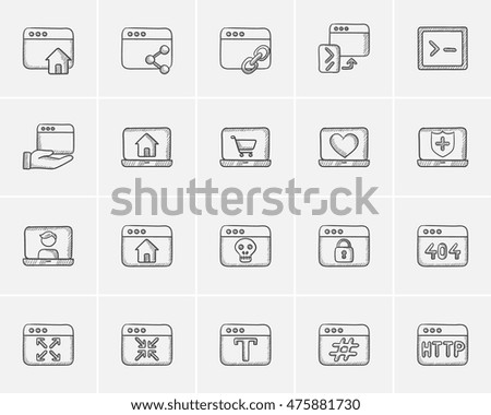 Technology sketch icon set for web, mobile and infographics. Hand drawn technology icon set. Technology vector icon set. Technology icon set isolated on white background.