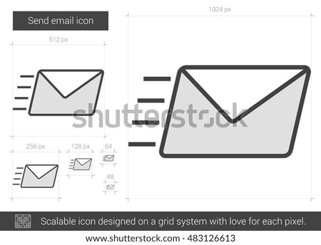 Send email vector line icon isolated on white background. Send email line icon for infographic, website or app. Scalable icon designed on a grid system.