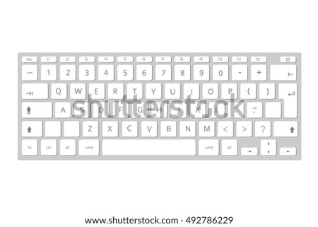 Vector white mobile computer keyboard, keypad. Template of portable keyboard illustration