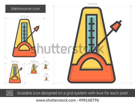 Metronome vector line icon isolated on white background. Metronome line icon for infographic, website or app. Scalable icon designed on a grid system.