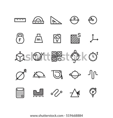 Measure, precision measurement vector thin line icons