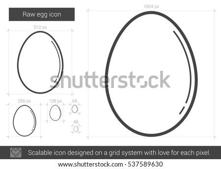 Raw egg vector line icon isolated on white background. Raw egg line icon for infographic, website or app. Scalable icon designed on a grid system.