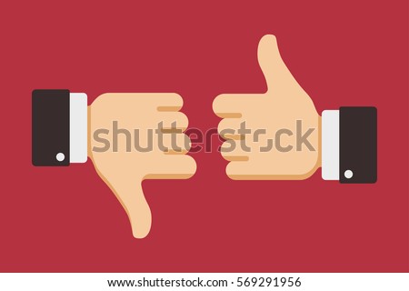 Thumbs up and down, like dislike icons for social network. Vector illustration.