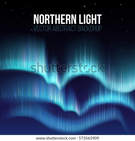 Northern lights, nunavut canada, pole arctic night abstract background. Aurora borealis in atmosphere, colorful sky with colored northern lights. Vector illustration