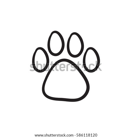 Paw print vector sketch icon isolated on background. Hand drawn Paw print icon. Paw print sketch icon for infographic, website or app.