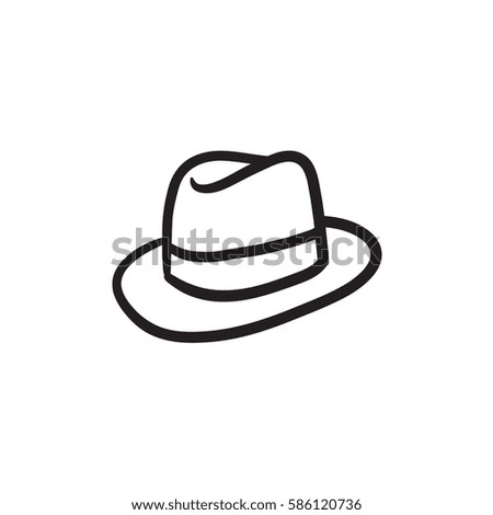 Fedora hat sketch icon for web, mobile and infographics. Hand drawn fedora hat icon. Fedora hat vector icon. Fedora hat icon isolated on white background.