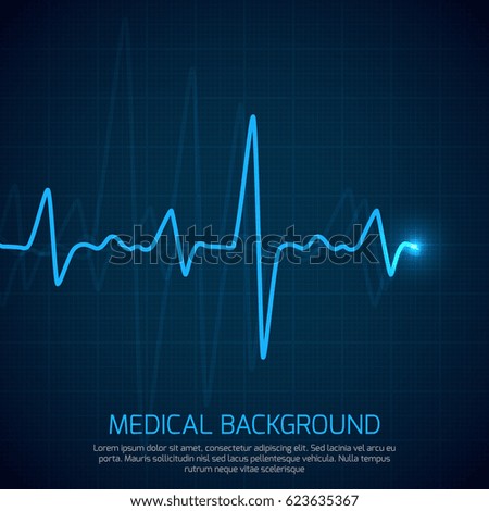 Healthcare vector medical background with heart cardiogram. Cardiology concept with pulse rate diagram