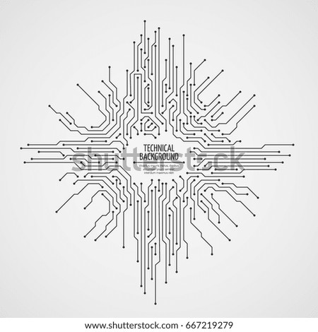 Computer motherboard vector background with circuit board electronic elements. Chip electronic pattern for computer technology, motherboard integrated computing illustration