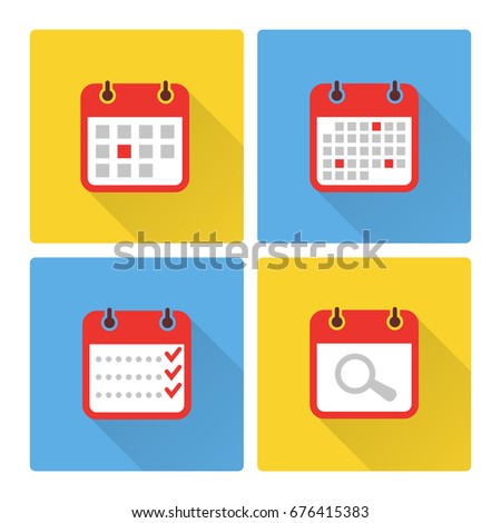 Calendar and to do list colorful flat icons. Calendar plan page icons. Vector illustration