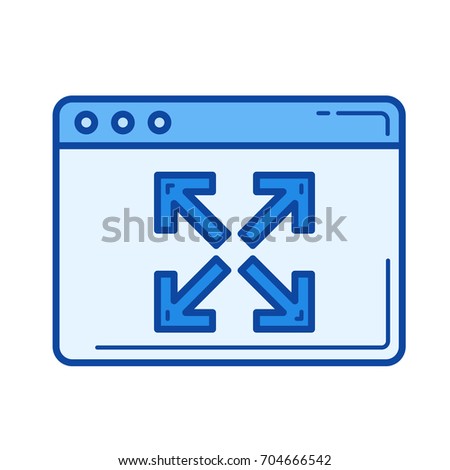 Extend vector line icon isolated on white background. Extend line icon for infographic, website or app. Blue icon designed on a grid system.