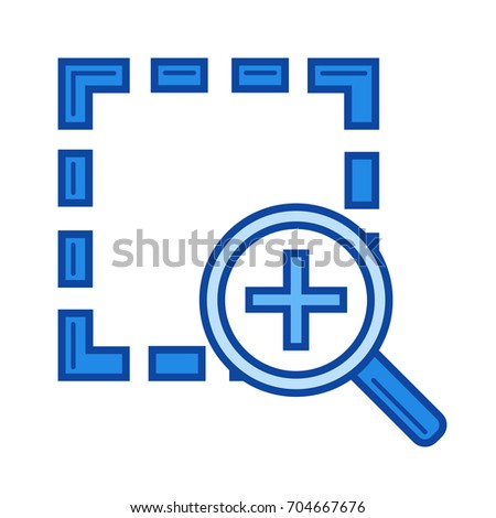 Zoom in vector line icon isolated on white background. Zoom in line icon for infographic, website or app. Blue icon designed on a grid system.