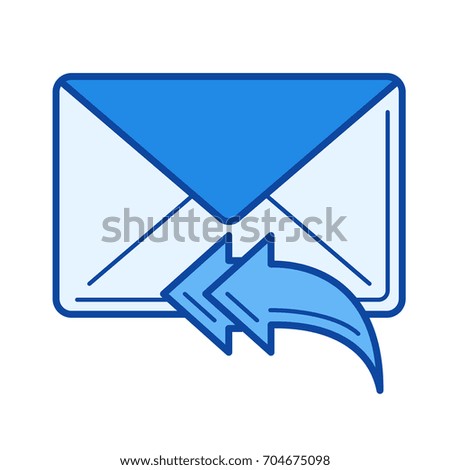 Reply to all vector line icon isolated on white background. Reply to all line icon for infographic, website or app. Blue icon designed on a grid system.