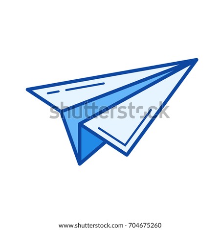 Send vector line icon isolated on white background. Send line icon for infographic, website or app. Blue icon designed on a grid system.