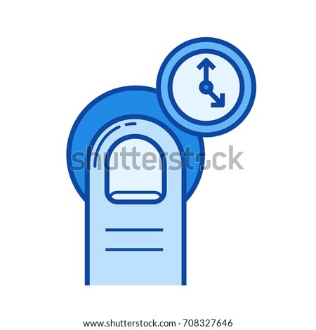 One-finger tap and hold vector line icon isolated on white background. One-finger tap and hold line icon for infographic, website or app. Blue icon designed on a grid system.