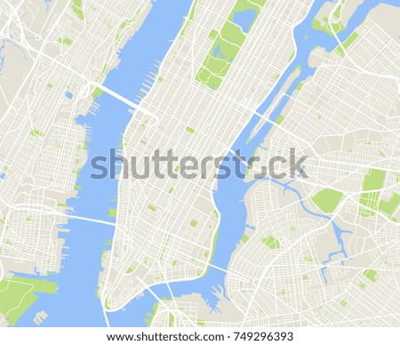 Carte vectorielle des villes de New York et Manhattan. Carte de la ville de New York, carte de New York, carte de New York et illustration de la cartographie de manhattan