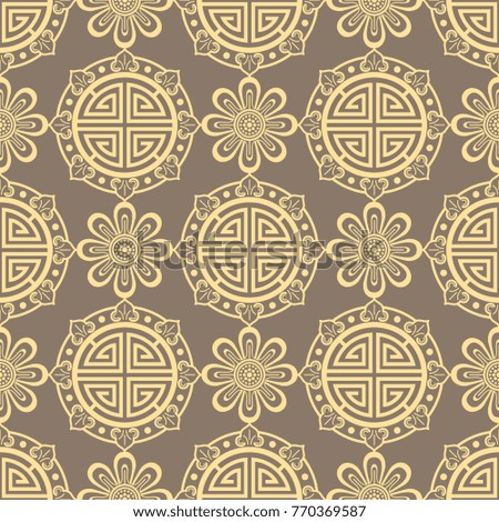 Oriental seamless pattern - korean, japanese or chinese traditional ornament. Background vector illustration