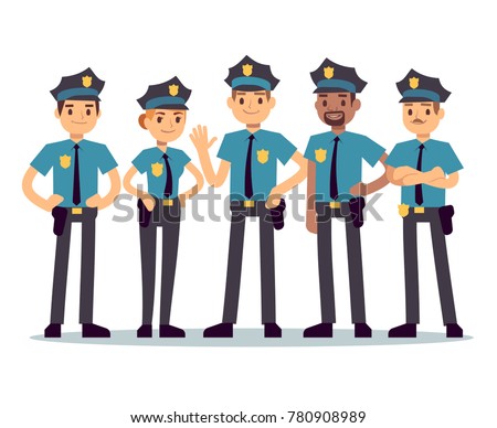 Group of police officers. Woman and man cops vector characters. Police cop and officer security in uniform illustration