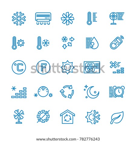 Air conditioning line icons. Temperature, humidity, drying, cooling and heating pictograms. Climate conditioner system equipment illustration