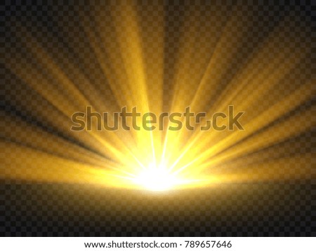 Abstract golden bright light. Gold shine burst vector illustration isolated. Bright and shine golden light star Foto stock © 