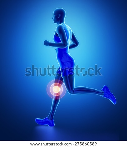 KNEE - running man leg scan in blue