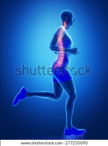 SPINE - running man leg scan in blue