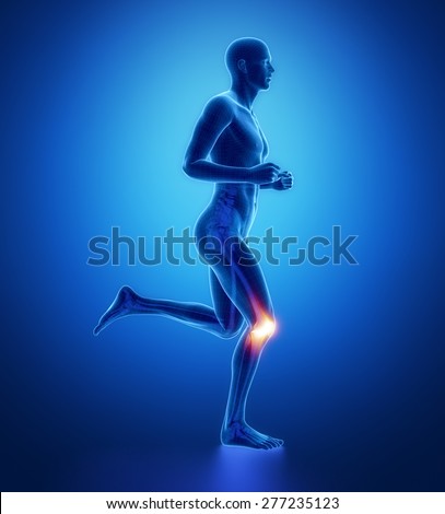 KNEE - running man leg scan in blue