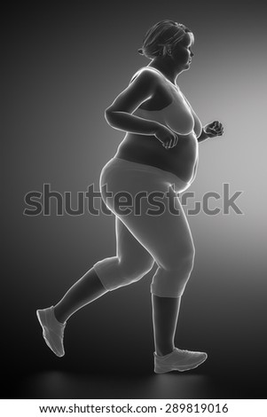 Obese woman running