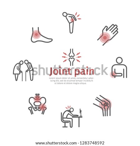 Joint pain banner. Icons set. Vector signs for web graphics. 商業照片 © 