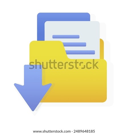 file download icon Folder with documents. Document icon sign with arrow down. Vector illustration