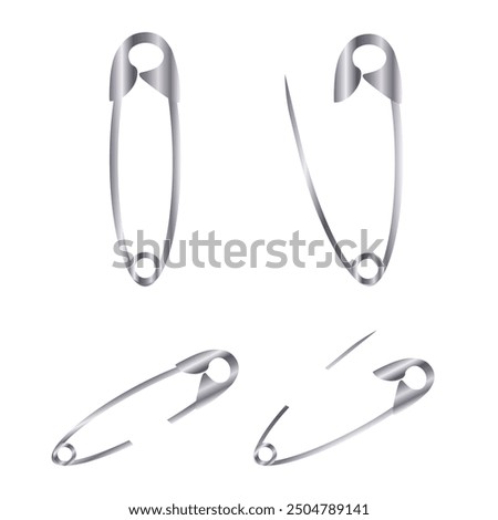 Open and closed pin. safety pins. Vector illustration