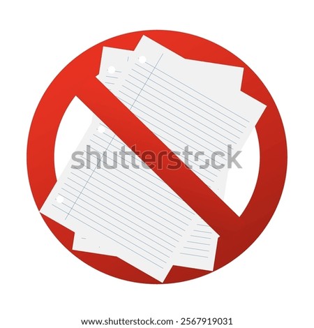 document and prohibition sign. Business icon. Vector illustration