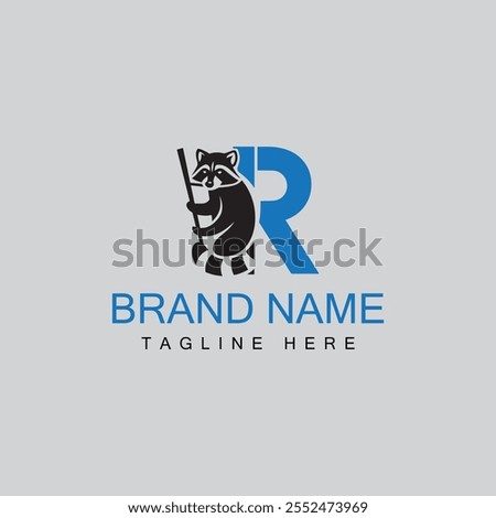 letter r raccoon vector template logo and icon design
