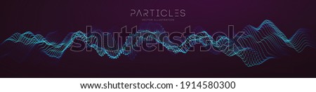 Particle wave music abstract tech background. Vector sound wave technology background. Equalizer for music, showing audio waves with music waves. EPS 10.