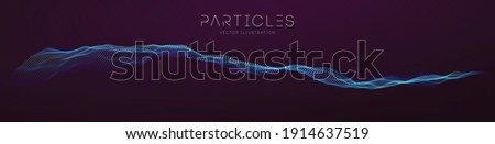 Flowing particle waves. Music abstract tech background. Vector sound wave technology background. Equalizer for music, showing audio waves with music waves. EPS 10.