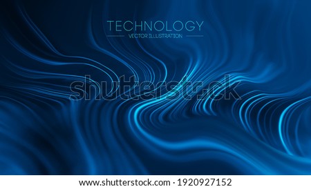 Technology blue wave vector. Technological background abstract connected wave. Digital waves abstract sea. Blur technology background led fibers. Vector illustration.