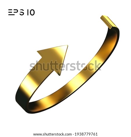 Gold arrow spin isolated on white background. Vector arrow button symbol.