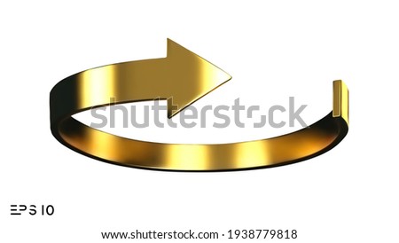 Gold arrow spin isolated on white background. Vector arrow button symbol. Vector illustration.