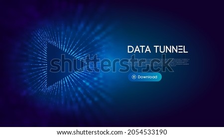 Triangle tunnel big data vector illustration. Abstract digital background. Computer triangle tunnel technology background. Sorting data and network security. Innovation technology business abstract