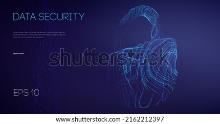 Network security protection lock. Information technology cyber security. IT teamwork cloud email data protection. Vector illustration.