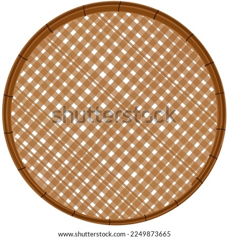 Beautiful hand weaving circular trays. Threshing basket made from the bamboo strip. Threshing basket use for rice winnowing and threshing For Vegetables Fruits Biscuit on white background