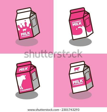 Four variants strawberry milk package