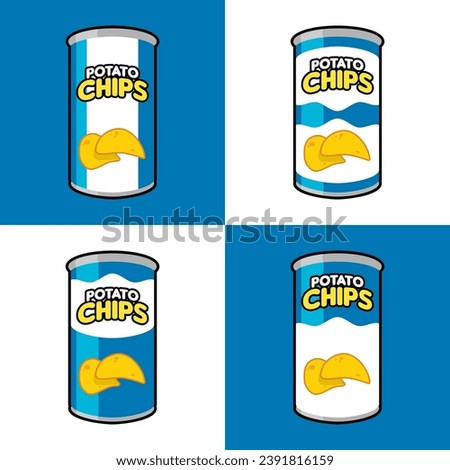 four variants original blue potato chips can packages