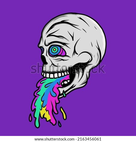 skull head tipsy colorful liquid surrealism artwork Foto d'archivio © 