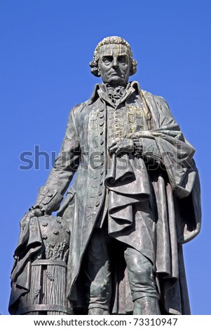 Adam Smith (1723-90) Monument on the Royal Mile, Edinburgh, Scotland. The Enlightenment philosopher's book, Wealth of Nations, is considered a pioneering guide to economics and free market enterprise.